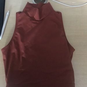 Mock neck cropped tank top dance with cross back